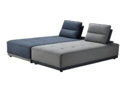 Canapé D'angle Modulable Tissu Gris Et Bleu - LOUNGE -Accueil-Canapé canape 9170555