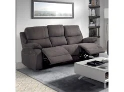 VALENCE - Canapé Relax Electrique 3 Places Taupe