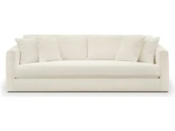 Canapé 4 Places En Tissu Bouclette écru + 4 Coussins - Denver