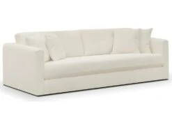 Canapé 4 Places En Tissu Bouclette écru + 4 Coussins - Denver -Accueil-Canapé canape 9475737