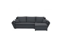 Canapé D'angle Réversible Et Convertible HELIX, Couleur Gris Foncé, 4 Places Avec Coffre De Rangement