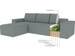 Canapé D'angle Convertible - SIDNEY VELOURS - En Tissu Luxe, 5/6 Places, Blanc Cassé, Angle Gauche (vu De Face) -Accueil-Canapé canape 9480727