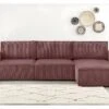 Canapé D'angle Convertible Réversible 5 Places Avec Coffre De Rangement En Velours Côtelé Vieux Rose - Harper -Accueil-Canapé canape 9481997