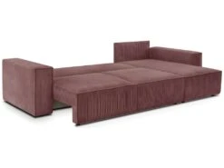 Canapé D'angle Convertible Réversible 5 Places Avec Coffre De Rangement En Velours Côtelé Vieux Rose - Harper -Accueil-Canapé canape 9482003