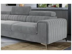 Canapé D'angle Convertible - LARRY VELOURS - En Tissu Luxe, 5 Places, Gris , Angle Gauche (vu De Face) -Accueil-Canapé canape 9482501