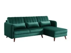 Canapé Angle IDAHO En Velours Vert Fixe -Accueil-Canapé canape 9485007