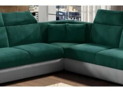 Canapé D'angle - Convertible - FELIPE VELOURS - En Tissu Luxe Vert Et Gris, 5/6 Places 10 Canapé D'angle - Convertible - FELIPE VELOURS - En Tissu Luxe Vert Et Gris, 5/6 Places -Accueil-Canapé canape 9992495