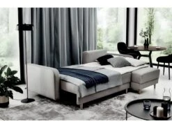 Canapé D'angle Convertible En Tissu Luxe, Rangement - Gris Foncé, Angle Gauche (vu De Face), ROXANE -Accueil-Canapé canape 9992771