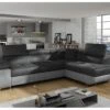 Canapé D'angle Convertible En Tissu Luxe 5 Places, Avec Coffre, Gris Foncé / Gris Clair, Angle Droit (vu De Face), ANNECY VELOURS -Accueil-Canapé canape 9992785