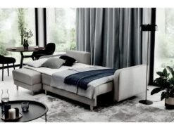 Canapé D'angle Convertible En Tissu Velours Luxe, Rangement - Bleu Foncé, Angle Gauche (vu De Face), ROXANE VELOURS -Accueil-Canapé canape 9992925