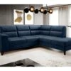 Canapé D'angle Convertible - CASTA VELOURS - En Tissu Luxe, Bleu, 5/6 Places, Angle Droit (vu De Face)