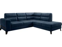 Canapé D'angle Convertible - CASTA VELOURS - En Tissu Luxe, Bleu, 5/6 Places, Angle Droit (vu De Face) -Accueil-Canapé canape 9993259