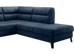 Canapé D'angle Convertible - CASTA VELOURS - En Tissu Luxe, Bleu, 5/6 Places, Angle Droit (vu De Face) -Accueil-Canapé canape 9993263