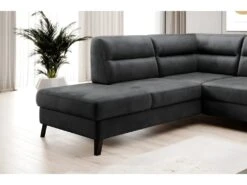 Canapé D'angle Convertible - CASTA VELOURS - En Tissu Luxe, Anthracite, 5/6 Places, Angle Gauche (vu De Face) -Accueil-Canapé canape 9993467