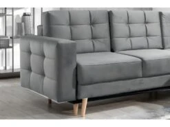 Canapé D'angle Convertible ASSIA VELOURS - En Tissu De Qualité 5 Places, Gris, Angle Droit (vu De Face) -Accueil-Canapé canape 9993647