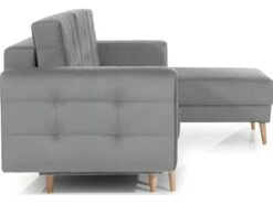 Canapé D'angle Convertible ASSIA VELOURS - En Tissu De Qualité 5 Places, Gris, Angle Droit (vu De Face) -Accueil-Canapé canape 9993651