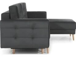 Canapé D'angle Convertible ASSIA VELOURS - En Tissu De Qualité 5 Places, Gris Anthracite, Angle Droit (vu De Face) -Accueil-Canapé canape 9993691