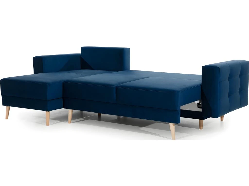 Canapé D'angle Convertible ASSIA VELOURS - En Tissu De Qualité 5 Places, Bleu Foncé, Angle Gauche (vu De Face) 7 Canapé D'angle Convertible ASSIA VELOURS - En Tissu De Qualité 5 Places, Bleu Foncé, Angle Gauche (vu De Face) – Image 5