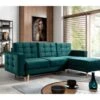 Canapé D'angle Convertible ASSIA VELOURS - En Tissu De Qualité 5 Places, Vert, Angle Droit (vu De Face) -Accueil-Canapé canape 9994231