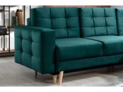 Canapé D'angle Convertible ASSIA VELOURS - En Tissu De Qualité 5 Places, Vert, Angle Droit (vu De Face) -Accueil-Canapé canape 9994239