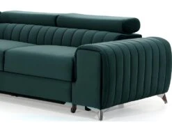 Canapé D'angle Convertible En Tissu Velours Luxe Vert, 5 Places, Angle Gauche (vu De Face) - GRECE VELOURS -Accueil-Canapé canape 9994339