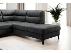 Canapé D'angle Convertible - CASTA VELOURS - En Tissu Luxe, Anthracite, 5/6 Places, Angle Droit (vu De Face) -Accueil-Canapé canape 9994605