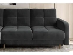 Canapé D'angle Convertible En Tissu Velours Luxe, Rangement - Gris Foncé, Angle Gauche (vu De Face), ROXANE VELOURS -Accueil-Canapé canape 9994819