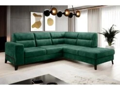 Canapé D'angle Convertible - CASTA VELOURS - En Tissu Luxe, Vert, 5/6 Places, Angle Droit (vu De Face) -Accueil-Canapé canape 9994839