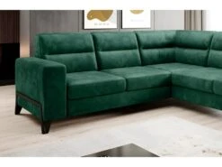 Canapé D'angle Convertible - CASTA VELOURS - En Tissu Luxe, Vert, 5/6 Places, Angle Droit (vu De Face) -Accueil-Canapé canape 9994841