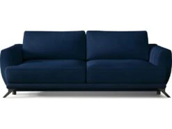 Canapé 3/4 Places Convertible - Bleu Foncé - En Tissu Velours De Qualité Luxe, MEGANE