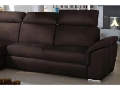 Canapé D'angle Convertible En Tissu Velours Prestige, Marron, 5 Places, Angle Gauche (vu De Face) - TRESOR -Accueil-Canapé canape 9994879