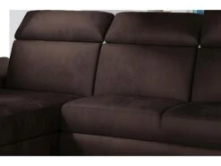 Canapé D'angle Convertible En Tissu Velours Prestige, Marron, 5 Places, Angle Gauche (vu De Face) - TRESOR -Accueil-Canapé canape 9994881