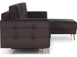 Canapé D'angle Convertible ASSIA VELOURS - En Tissu De Qualité 5 Places, Marron Foncé, Angle Droit (vu De Face) -Accueil-Canapé canape 9994973