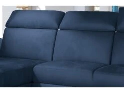 Canapé D'angle Convertible En Tissu Velours Prestige, Bleu, 5 Places, Angle Gauche (vu De Face) - TRESOR -Accueil-Canapé canape 9995055