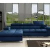 Canapé D'angle Convertible En Tissu Velours Luxe 5 Places, RICHARD, Bleu, Angle Gauche -Accueil-Canapé canape 9996089