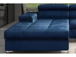 Canapé D'angle Convertible En Tissu Velours Luxe 5 Places, RICHARD, Bleu, Angle Gauche -Accueil-Canapé canape 9996097