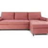 Canapé D'angle Convertible Réversible Claudio En Velours Vieux Rose