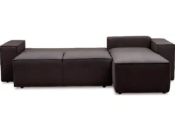 Canapé D'angle Convertible - SIDNEY VELOURS - En Tissu Luxe - 5/6 Places, Chocolat, Angle Droit (vu De Face) -Accueil-Canapé canape 9996441