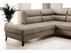 Canapé D'angle Convertible - CASTA VELOURS - En Tissu Luxe, Beige, 5/6 Places, Angle Gauche (vu De Face) -Accueil-Canapé canape 9996643