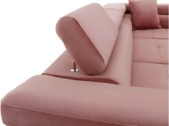 Canapé D'angle Convertible En Tissu Luxe 5 Places, ANNECY VELOURS, Couleur Rose Pale, Angle Droit (vu De Face) -Accueil-Canapé canape 9996683