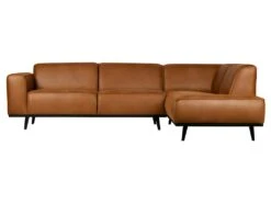 STATEMENT - Canapé D'angle 4 Places Eco Cuir Droit Cognac