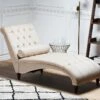 Chaise Longue En Velours Beige MURET -Accueil-Canapé meridienne 11794445