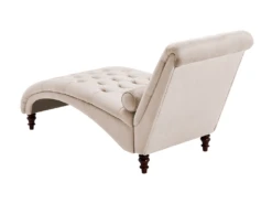 Chaise Longue En Velours Beige MURET -Accueil-Canapé meridienne 11794451