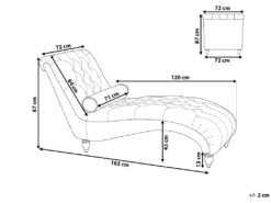 Chaise Longue En Velours Beige MURET -Accueil-Canapé meridienne 11794453