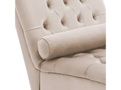 Chaise Longue En Velours Beige MURET -Accueil-Canapé meridienne 11794457