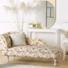 Chaise Longue Chesterfield En Tissu Beige à Motif Floral Côté Gauche NIMES -Accueil-Canapé meridienne 11796371