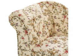 Chaise Longue Chesterfield En Tissu Beige à Motif Floral Côté Gauche NIMES -Accueil-Canapé meridienne 11796383
