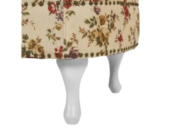 Chaise Longue Chesterfield En Tissu Beige à Motif Floral Côté Gauche NIMES -Accueil-Canapé meridienne 11796385