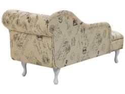 Chaise Longue Chesterfield En Tissu Imprimé Beige Côté Droit NIMES -Accueil-Canapé meridienne 11796609