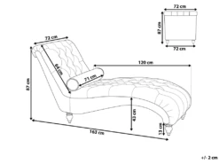 Chaise Longue Grise MURET -Accueil-Canapé meridienne 11797971